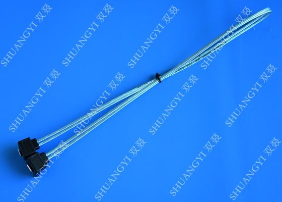 ประเทศจีน Blue Slim Down Angle 7 Pin SATA Data Cable Female to Female With Locking Latch ผู้ผลิต