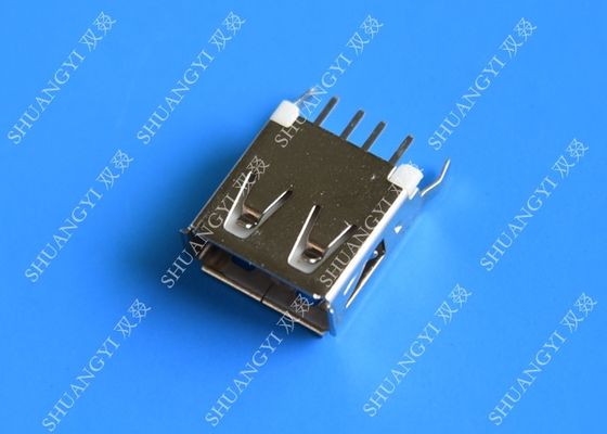 ประเทศจีน Straight Solder Type USB A Female Plug Connector Jack Silver Tone ผู้ผลิต