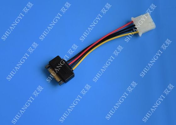 ประเทศจีน 5.08mm Braided Molex 4 Pin SATA Power Cable 15 Pin Male To Male For Hard Disk ผู้ผลิต
