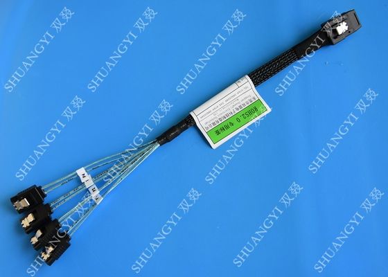 ประเทศจีน 30 AWG Mini SAS Serial Attached SCSI Cable , 36P SFF 8087 To SATA Breakout Cable With Latch ผู้ผลิต